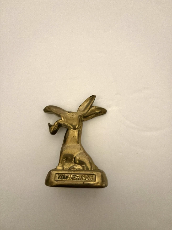 Abridor de botellas o publicidad de estatua de burro Timberjack de latón macizo vintage años 50 Foto 2 de 4