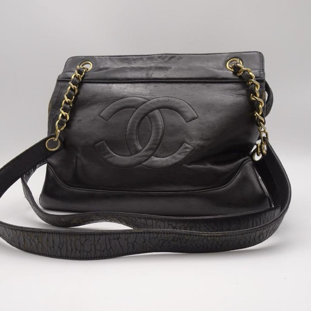 CHANEL Decacoco Chain Tote Shoulder Bag in Black #PFJXQM