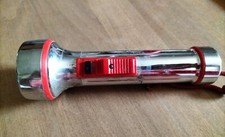 Torcia SUPERPILA Vintage Cromata e rossa anni '60 18 x 6 cm