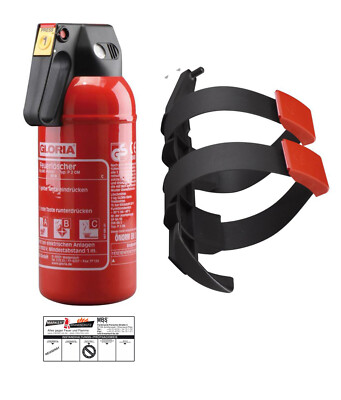 Gloria KFZ Auto-Pulverlöscher P2GM, 2kg Brandklasse ABC+ Halterung u. Plakette
