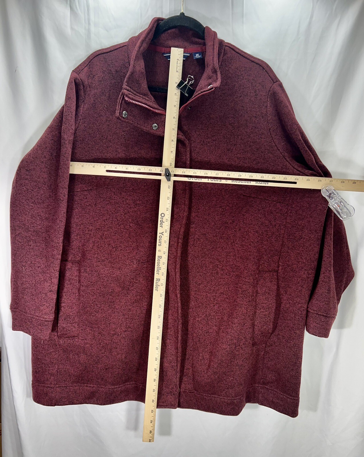 Lands' End Womens Fleece Full Zip Jacket Winter Car Coat Size 3X Brick