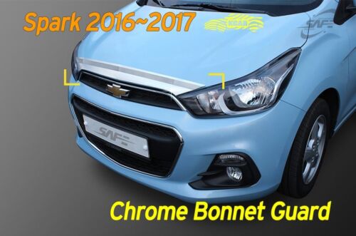 Déflecteur de garde de capot chrome garniture argent K867 pour Chevrolet Spark 2016~2022 - Photo 1 sur 12