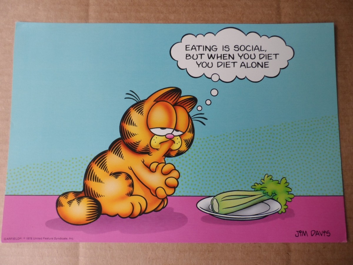 Vintage 1978 Garfield Poster Jim Davis Argus EATING IS