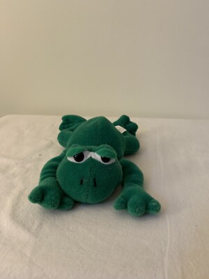 Frog Plush Bean Stuffed Animal Toy Green Yellow Laying Novelty Inc 7.5 