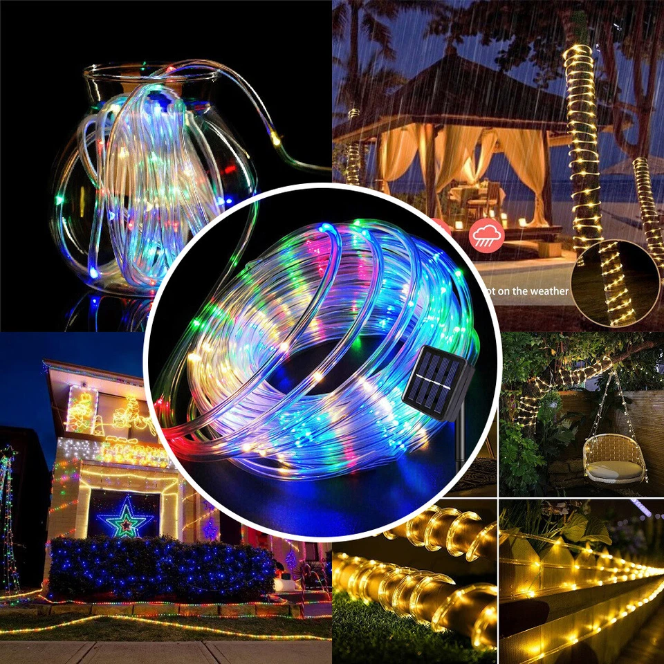 Cadena de Luz LED Solar Exterior Impermeable Jardín Piscina Lámpara Decorativa Foto 2 de 4