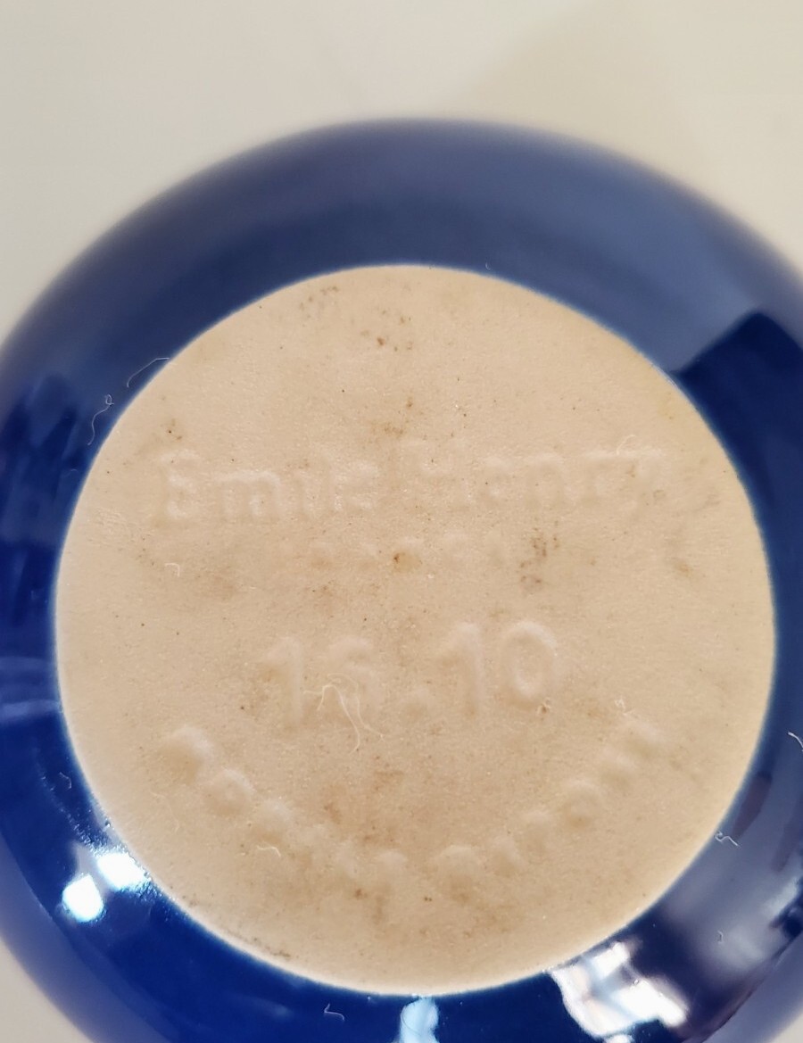 Emile Henry Cobalt Blue Porcelain Ceramic Butter Bell Crock Dish Made