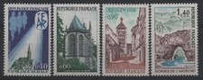 FRANCE 1971:N°1682/1683/1685/1687 AFR/CHAPELLE RIOM/RIQUEWIHR/ARDÈCHE-NEUF**LUXE