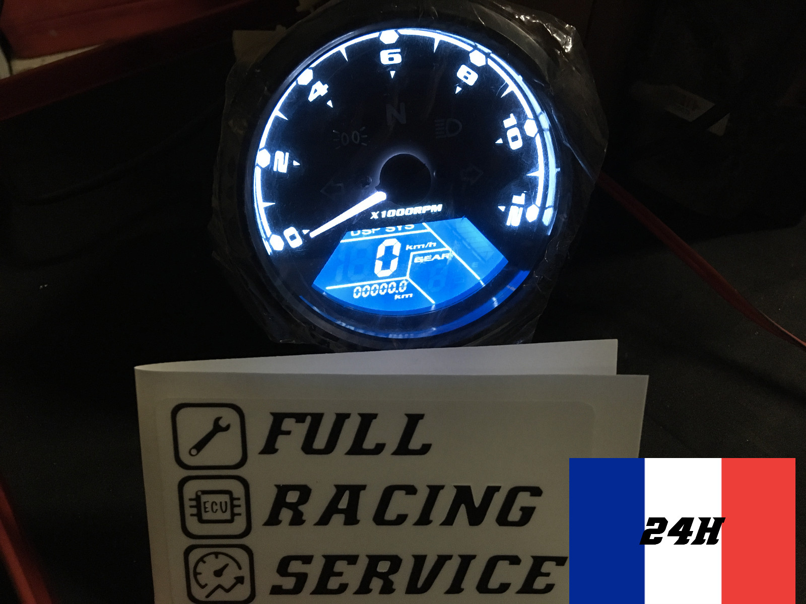 Compteur digital moto étanche IP67 avec compte-tours LCD et indicateur de rapport
