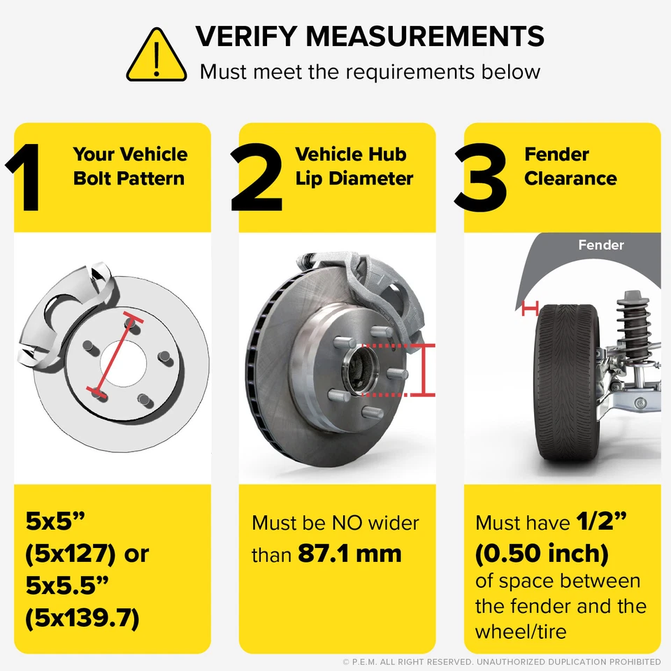 2pc 1/2" Black 5x5 & 5x5.5 Wheel Spacers for Buick GMC Jeep Lincoln Mercury - Изображение 2 из 4