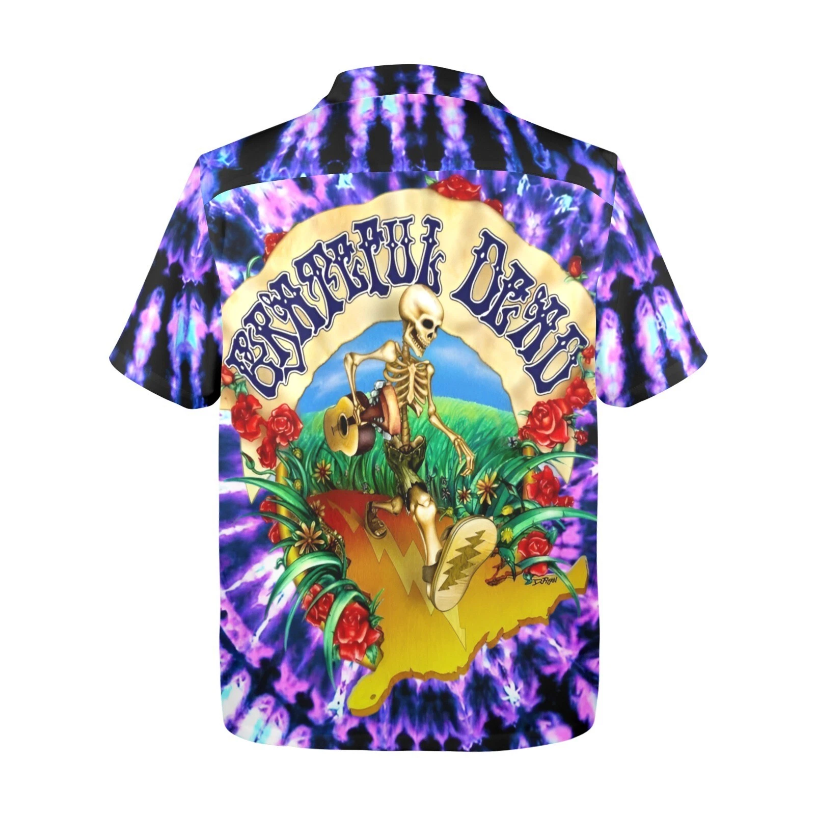 Grateful Dead Hawaiian Button Shirt Tie Dye Men’s Clothing