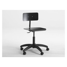 Sedia laboratorio con schienale e ruote nero regolabile a gas 44/56 cm - Made in