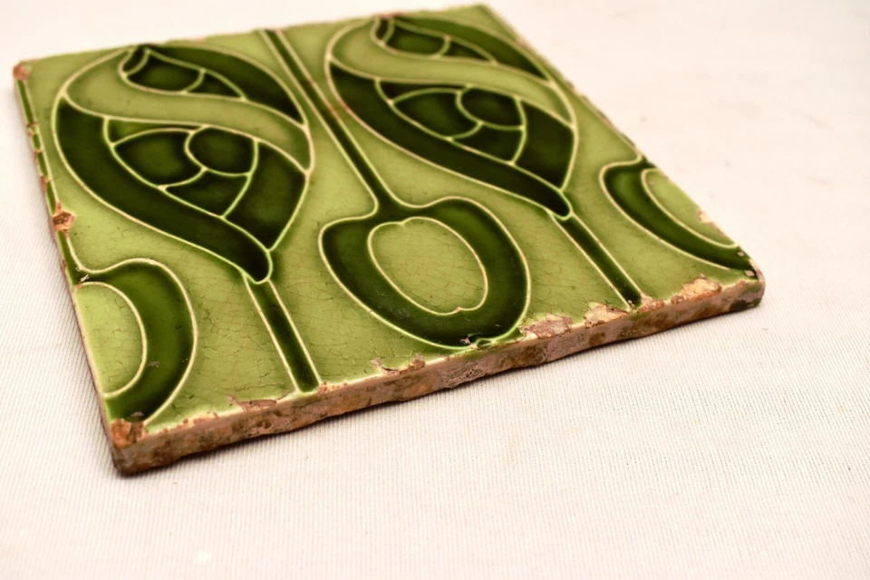 Azulejo de pared antiguo Minton Hollins & Co patrón de flor Stoke On Trent porcelana"41 Foto 2 de 4