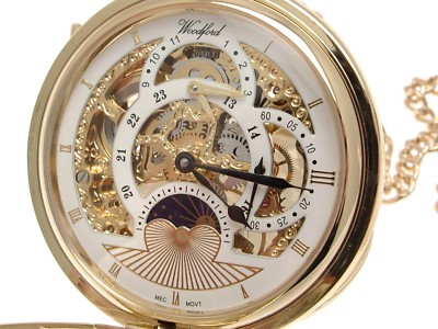 Sun And Moon Pocket Watches Full Hunter Gold Plated Mechanical Skeleton Ebay