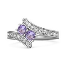 3 MM Round Shape Natural Amethyst 925 Sterling Silver Split Shank Bypass Ring