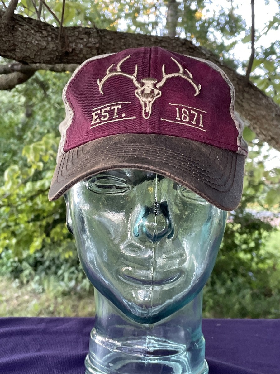 FIELD & STREAM Faux Leather Brim Baseball Cap Hat White Tail Buck