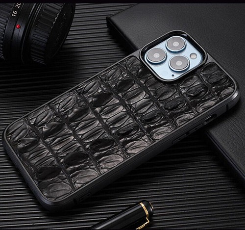 Genuine Crocodile Leather Case for iPhone 16 Pro Max 15 Alligator Military Cover - Picture 20 of 22
