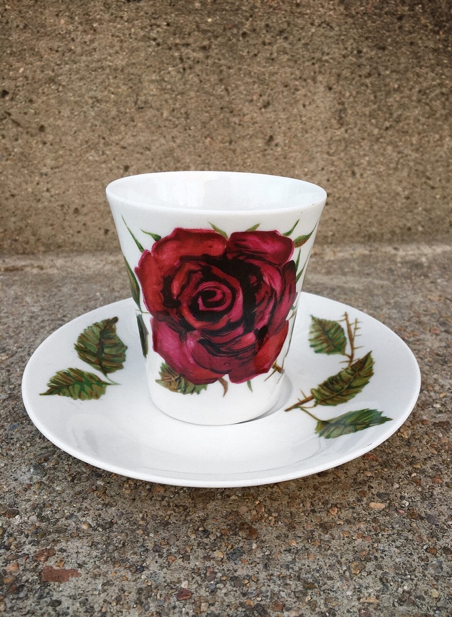 MCM Arabia Finland Ruusu Red Rose Tea Cup and Saucer