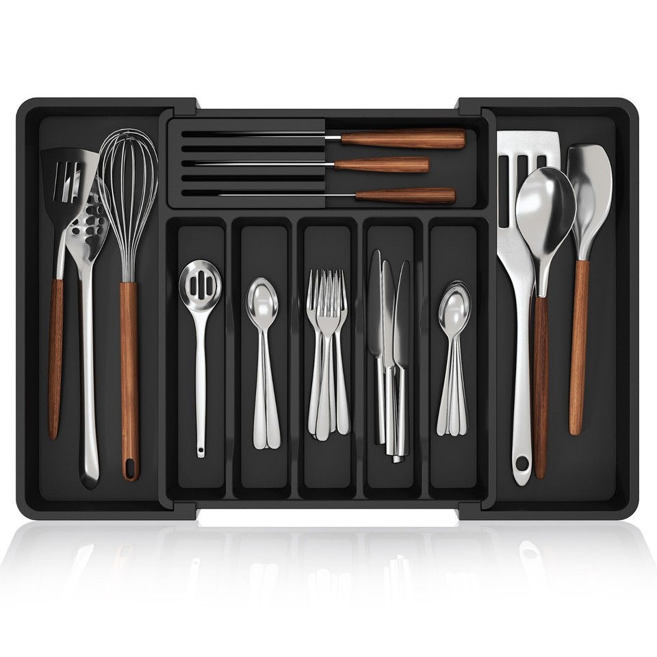 Expandable Plastic Cutlery Tray Kitchen Organiser Drawer Insert Storage ...
