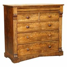 HUGE 19TH CENTURY VICTORIAN LIGHT FLAMED MAHOGANY CHEST OF DRAWERS HIDDEN DRAWER