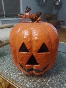 Jack O Lantern Light Up Orange Halloween Pumpkin Decoration Blow Mold 