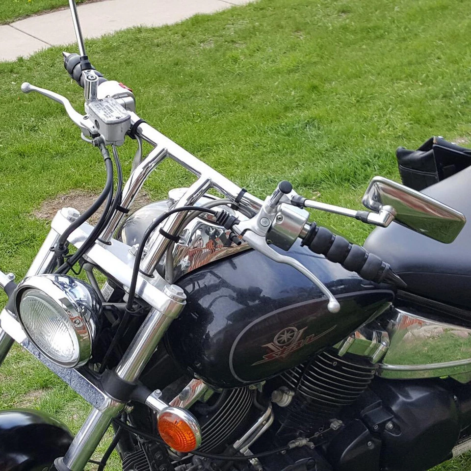 Empuñaduras de manillar de motocicleta de 1" negras para Harley Davidson Sportster XL 883 HG Foto 3 de 4