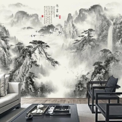 3D Wallpaper Chinese Style Artistic Ink Painting Waterfall Photo Wall Mural Room