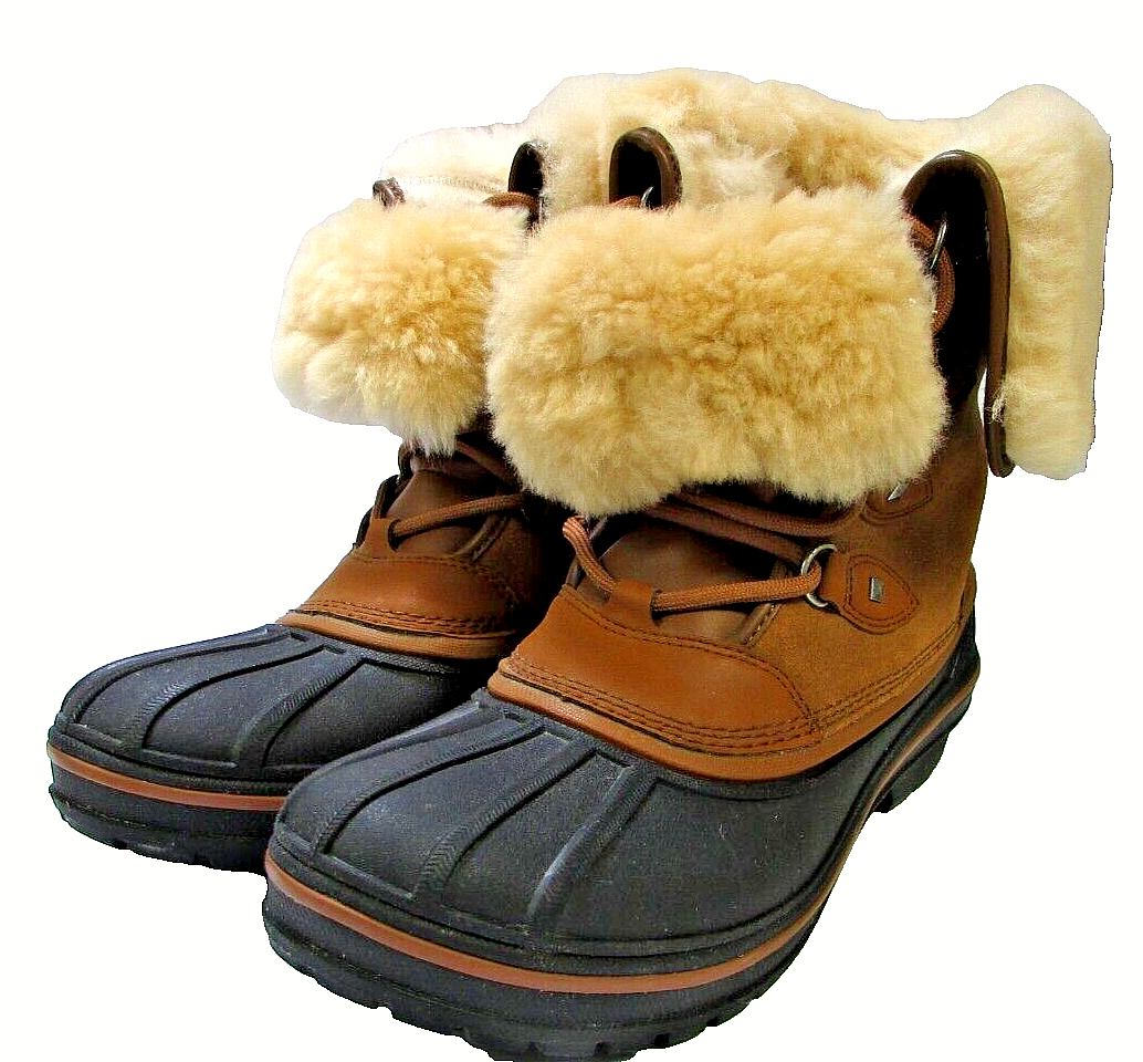 Crocs Allcast Luxe II Boots Women’s W8 Brown Leather Waterproof Duck Winter  Snow