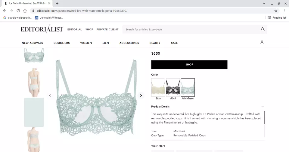 La Perla Petite Macrame Mint Bra Small IT 1  32C/34B Beautiful Rare New - Image 2 of 3