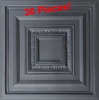 GRID SYSTEM, Pop In, PVC, 24'' x 24'', Ceiling Tiles, ANTYX Black, 30 Pieces!