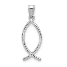 14k White Gold Ichthus Fish Pendant Perfect Gift for Her