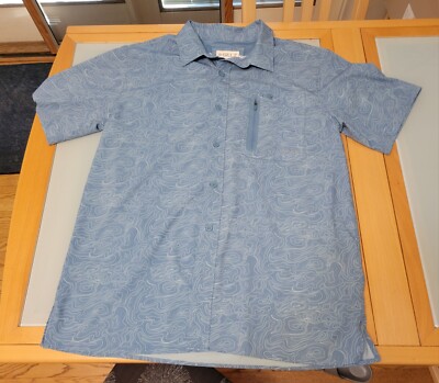 Gillz Button Down Fishing Shirt men's Medium Blue Short Sleeve