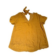 Lush Mustard Polka Dot Keyhole Tie Back Top W...