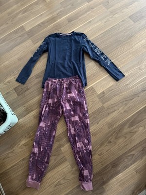 SANETTA Pyjama Nachtwäsche Schlafanzug blau/brombeer Gr. 164 Mädchen ***BASIC***