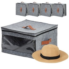 4 Pack Cowboy Hat Box Case 17 Inch Square Storage Clear Window Travel Bag Grey