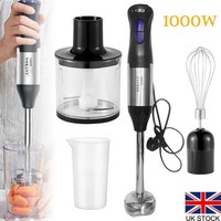 4 in 1 1000W Hand Blender Set Electric Food Processor Mixer Whisk & Chopper Bowl