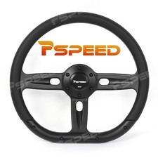 14 6-bolt D-shape 350mm Black Microfiber Leather Wrapped Billet Steering Wheel