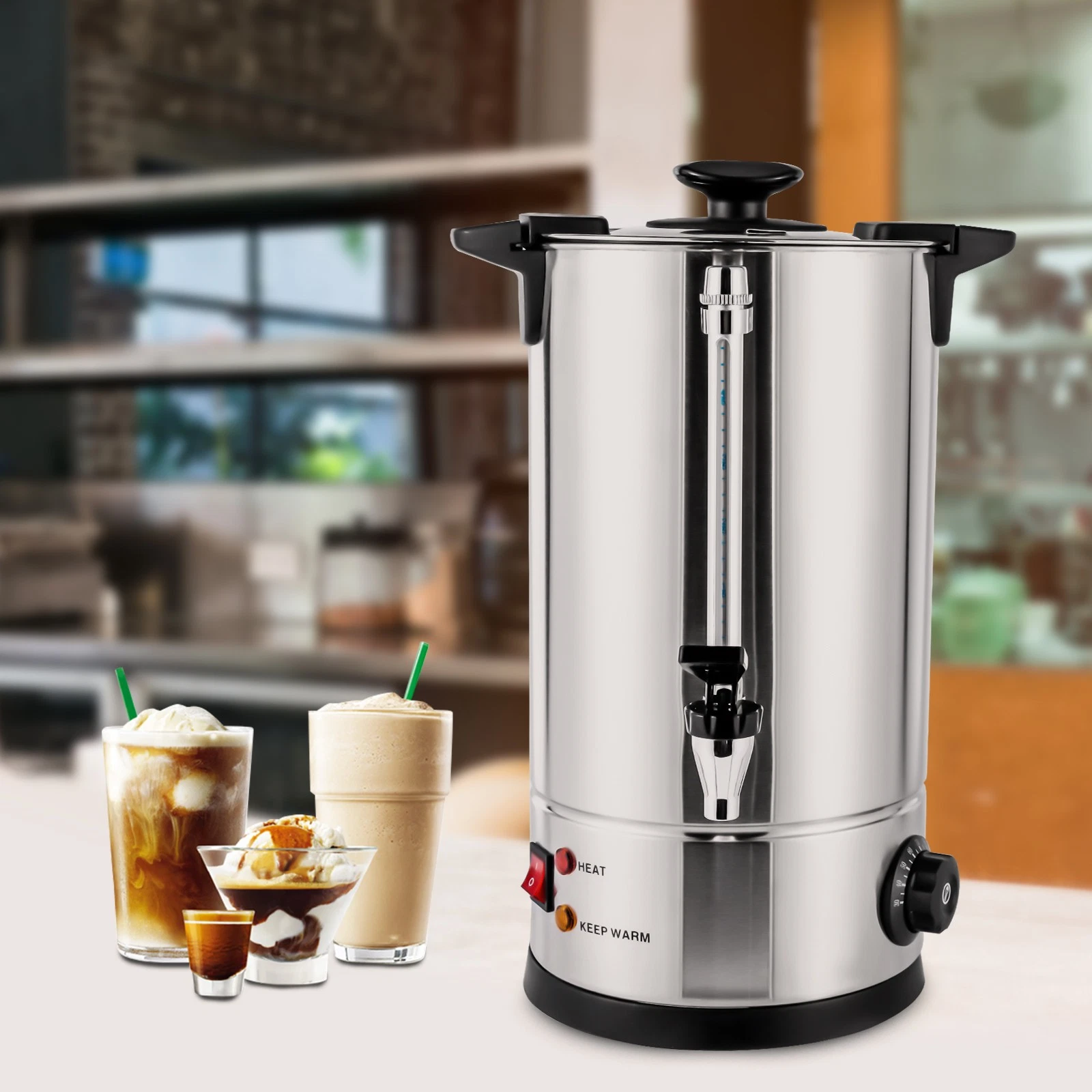 Commercial Grade Stainless Steel 10L/2.64gal Coffee Urn Coffee Maker Hot Water