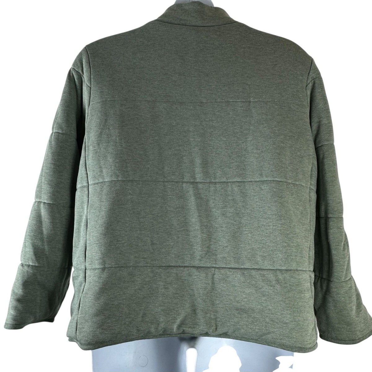 Three Dots Size XXL Jacket Heathered Green Gray Zip Up Quilted