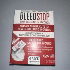 BleedStop™ First Aid Powder for Blood Clotting Trauma Kit Blood Thinner Patie...