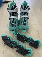 ROLLER DERBY KIDS ADJUSTABLE SIZE 3-6 INTERCHANGEABLE 2 In 1 QUAD/INCLINE SKATES