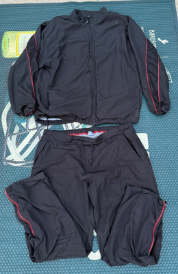 Vintage Reebok Tracksuit Set 2XL Black Red Jacket Pants Y2K Full Zip