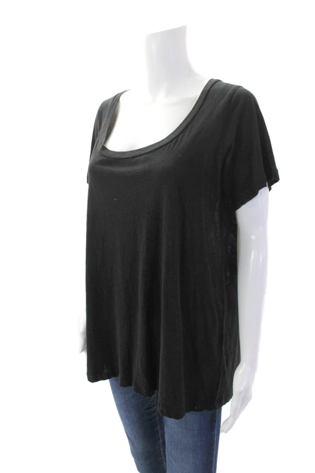 Camiseta LNA Mujer Algodón Encaje Espalda Cuello Redondo Manga Corta Negra Talla L Foto 2 de 4