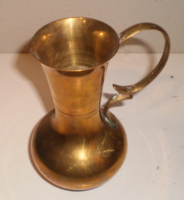 Vintage Brass Ewer Pitcher, 6'' tall from India