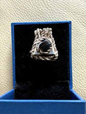 Sterling silver ring with black onyx, Size 7, signed by artist, 925 solid.