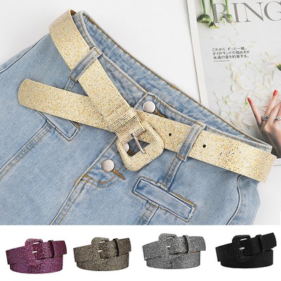 Damen Gürtel Aus Kunstleder Mit Sequins Verstellbar Vintage Design