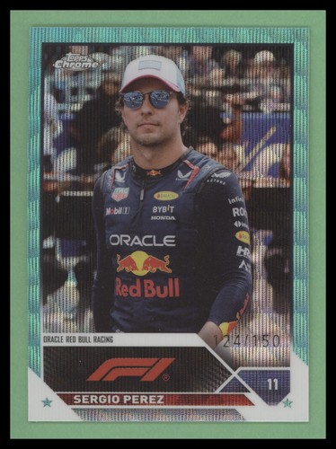 2023 Topps Chrome Formula 1 #11 Sergio Perez Aqua Wave Refractor #/150 - Bild 1 von 2