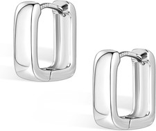 925 Sterling Silver Earrings Small Chunky Silver Earrings for Women Trendy 14K G