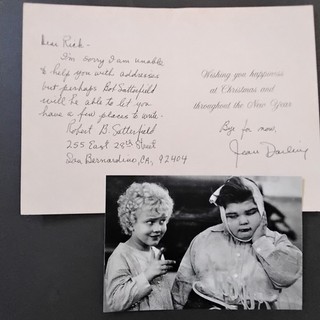 Jean Darling SIGNED XMas Card Photo Movie Child Stage Actress Our Gang Carousel