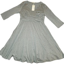 ☀️SALE Women's New XL Bebonnie Gray Cotton Blended Mid Length FIT & Flare Dress 