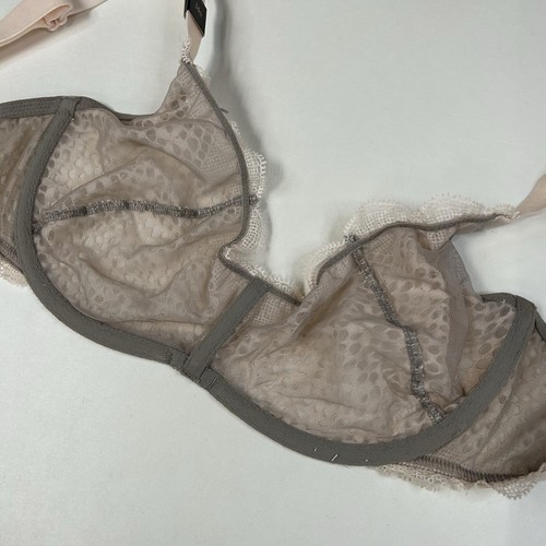 NEW Victorias Secret 34D Unlined Scoopneck Bra Pink Gray Lace Underwire #2093 - Picture 8 of 10